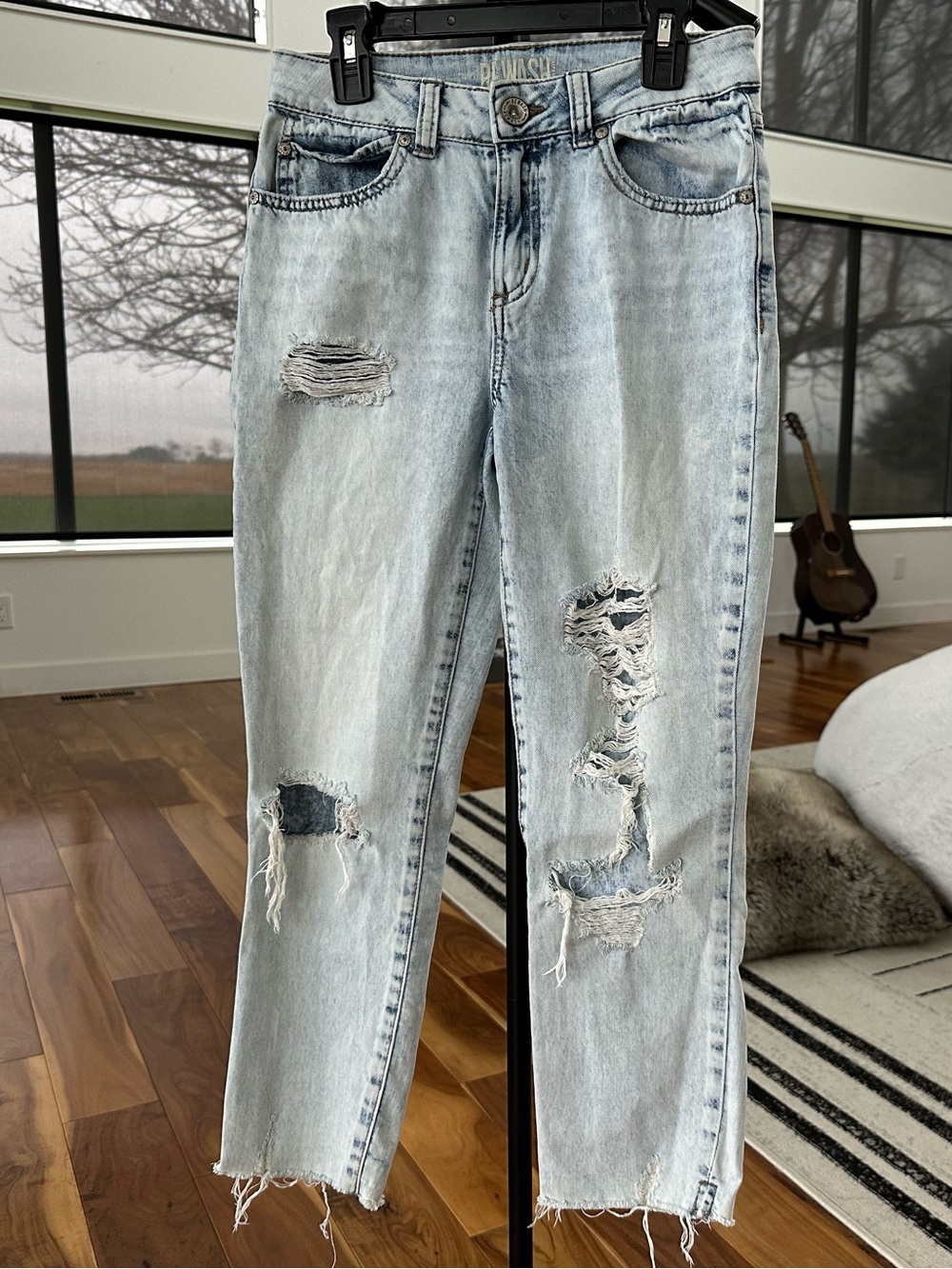 Rewash Light Blue Distressed High-Rise Jeans